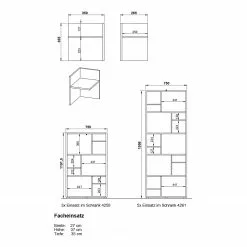 Germania Aktenregal GW-Pasadena II - Graphit / Weiß - Höhe: 196 cm -Buromobel Verkaufe 1000363843 220722 501 SKETCH DETAILS P000000001000363843 sketch