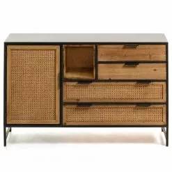 Red Living Sideboard Kisumu - Wiener Geflecht / Eisen - Braun / Schwarz -Buromobel Verkaufe 1000363968 220714 030 DETAILS P000000001000363968