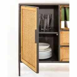 Red Living Sideboard Kisumu - Wiener Geflecht / Eisen - Braun / Schwarz -Buromobel Verkaufe 1000363968 220714 055 DETAILS P000000001000363968