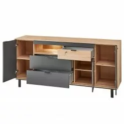 Fashion For Home Sideboard Leox - Inkl. Beleuchtung - Graphit / Eiche Artisan Dekor -Buromobel Verkaufe 1000364263 220719 040 DETAILS P000000001000364263
