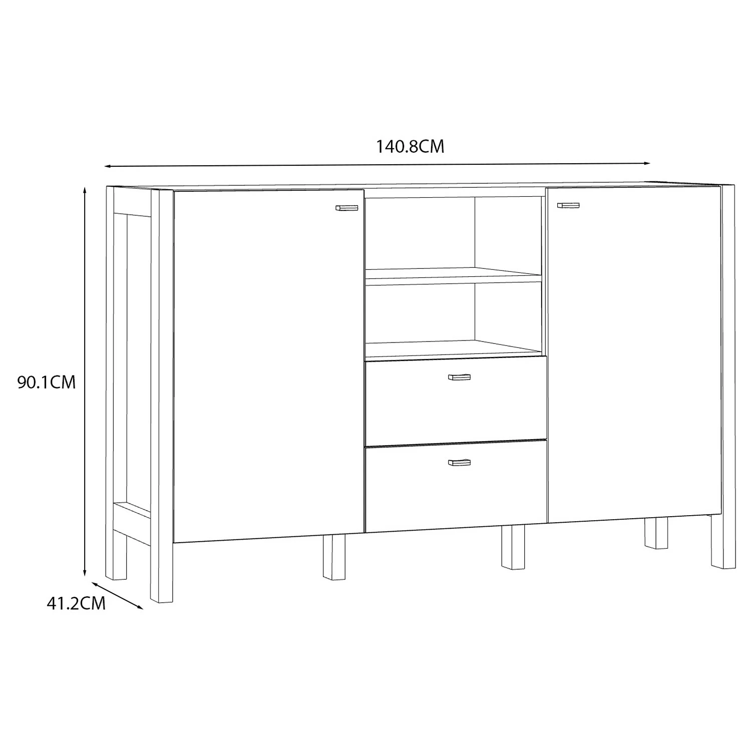 Loftscape Sideboard Thurles I - Eiche Sonoma Dekor / Weiß 8 Loftscape Sideboard Thurles I - Eiche Sonoma Dekor / Weiß – Bild 6