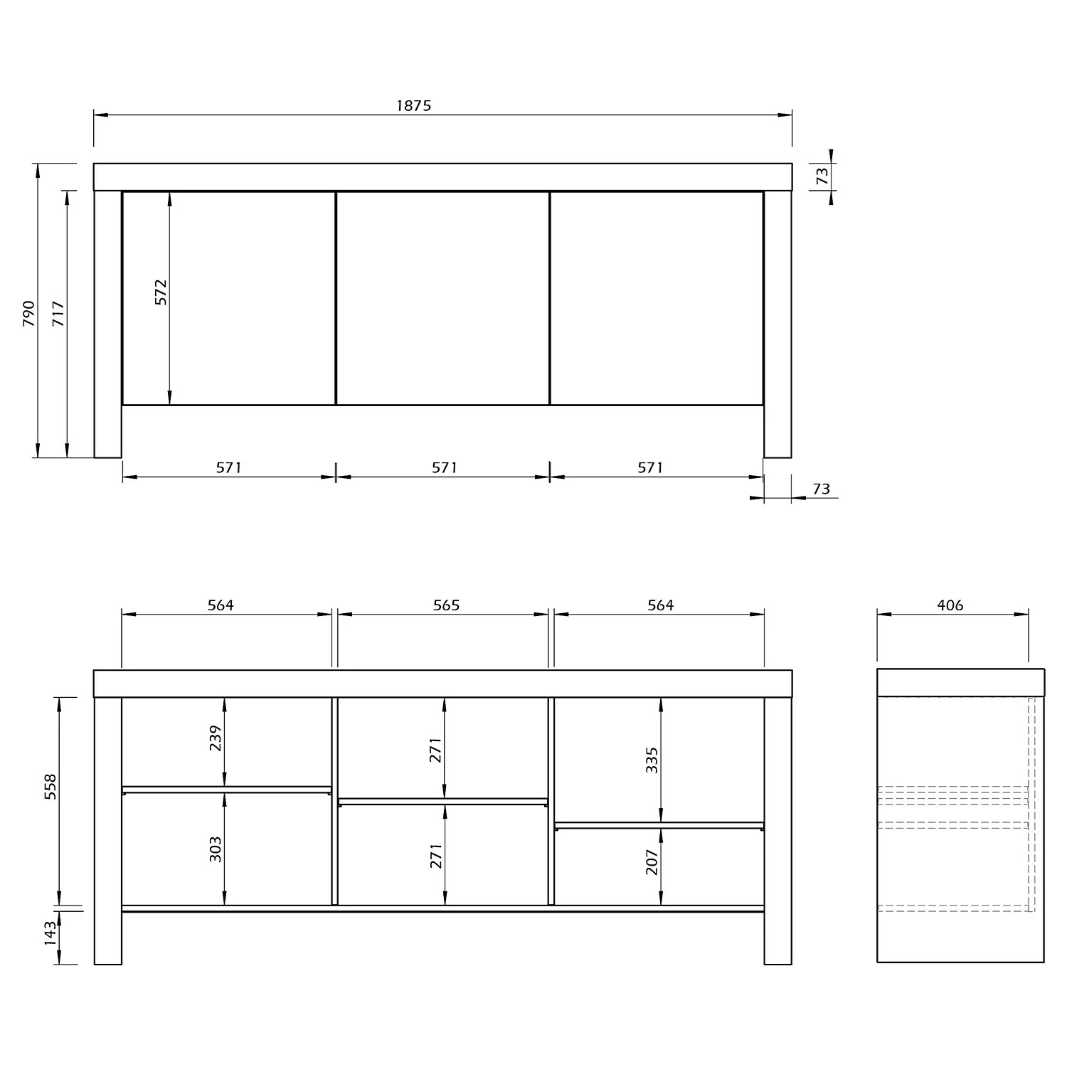 Temahome Sideboard Kobe II - Schwarz / Beton Dekor 11 Temahome Sideboard Kobe II - Schwarz / Beton Dekor – Bild 9