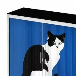 EasyOffice by Paperflow Rollladenschrank easyOffice Pop Art Cat - Weiß / Blau -Buromobel Verkaufe aktenschrank easyoffice pop art cat weiss blau 1955698