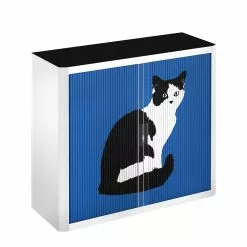 EasyOffice by Paperflow Rollladenschrank easyOffice Pop Art Cat - Weiß / Blau -Buromobel Verkaufe aktenschrank easyoffice pop art cat weiss blau 1955706