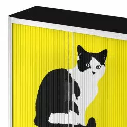 EasyOffice by Paperflow Rollladenschrank easyOffice Pop Art Cat - Weiß / Gelb -Buromobel Verkaufe aktenschrank easyoffice pop art cat weiss gelb 1888010