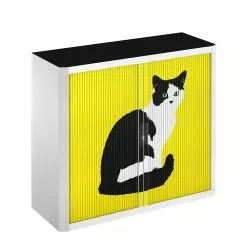 EasyOffice by Paperflow Rollladenschrank easyOffice Pop Art Cat - Weiß / Gelb -Buromobel Verkaufe aktenschrank easyoffice pop art cat weiss gelb 1888018