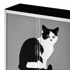 EasyOffice by Paperflow Rollladenschrank easyOffice Pop Art Cat - Weiß / Grau -Buromobel Verkaufe aktenschrank easyoffice pop art cat weiss grau 1955730