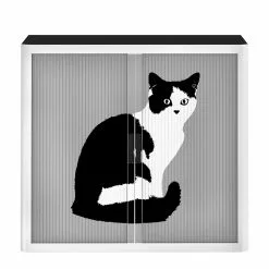 EasyOffice by Paperflow Rollladenschrank easyOffice Pop Art Cat - Weiß / Grau -Buromobel Verkaufe aktenschrank easyoffice pop art cat weiss grau 1955734