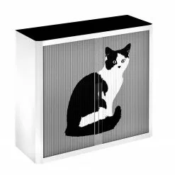 EasyOffice by Paperflow Rollladenschrank easyOffice Pop Art Cat - Weiß / Grau -Buromobel Verkaufe aktenschrank easyoffice pop art cat weiss grau 1955738
