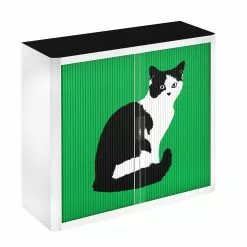 EasyOffice by Paperflow Rollladenschrank easyOffice Pop Art Cat - Weiß / Grün -Buromobel Verkaufe aktenschrank easyoffice pop art cat weiss gruen 1955690