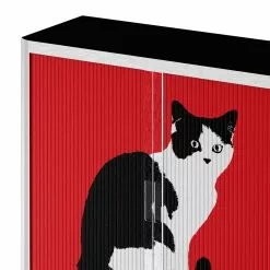 EasyOffice by Paperflow Rollladenschrank easyOffice Pop Art Cat - Weiß / Rot -Buromobel Verkaufe aktenschrank easyoffice pop art cat weiss rot 1955746