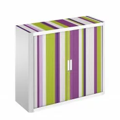 EasyOffice by Paperflow Rollladenschrank easyOffice Rayures - Lila / Weiß - Höhe: 104 cm -Buromobel Verkaufe aktenschrank easyoffice rayures 104 cm 1891074