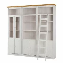 Maison Belfort Bücherwand Lillehammer V - Kiefer massiv - Kiefer Weiß / Kiefer Honig