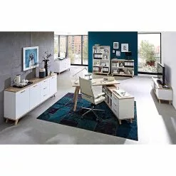 Germania Eckschreibtisch Neston - Matt Weiß / Eiche Sanremo Dekor -Buromobel Verkaufe eckschreibtisch neston eiche sanremo dekor weiss 3954396