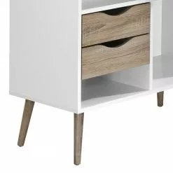 Mørteens Eckschreibtisch Sunndal - Eiche Dekor / Weiß -Buromobel Verkaufe eckschreibtisch sunndal gummibaum teilmassiv eiche dekor weiss 4753624