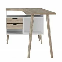 Mørteens Eckschreibtisch Sunndal - Eiche Dekor / Weiß -Buromobel Verkaufe eckschreibtisch sunndal gummibaum teilmassiv eiche dekor weiss 4753640