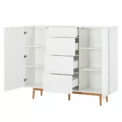 Mørteens Sideboard Lindholm IV - Weiß - Höhe: 128 cm -Buromobel Verkaufe highboard lindholm i weiss matt eiche massiv 333072
