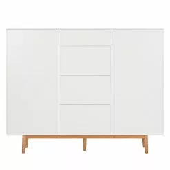 Mørteens Sideboard Lindholm IV - Weiß - Höhe: 128 cm -Buromobel Verkaufe highboard lindholm i weiss matt eiche massiv 333073
