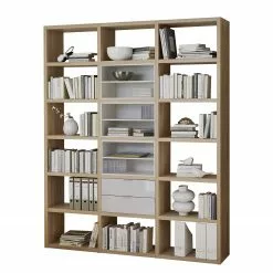 Fredriks Regal Concept III - Eiche Dekor / Hochglanz Weiß