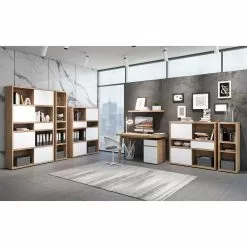 Fredriks Regal Rya II - Balkeneiche Dekor - Höhe: 113 cm -Buromobel Verkaufe regal rya i hochglanz weiss 113 cm 5235780