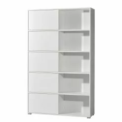 Schiebetürenregal Mingle I - Weiß / Eiche Sonoma Dekor -Buromobel Verkaufe schiebetuerenregal mingle i weiss eiche sonoma dekor 5029092