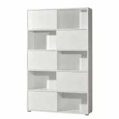 Schiebetürenregal Mingle I - Weiß / Eiche Sonoma Dekor -Buromobel Verkaufe schiebetuerenregal mingle i weiss eiche sonoma dekor 5029104