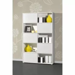 Schiebetürenregal Mingle I - Weiß / Eiche Sonoma Dekor -Buromobel Verkaufe schiebetuerenregal mingle i weiss eiche sonoma dekor 5029128