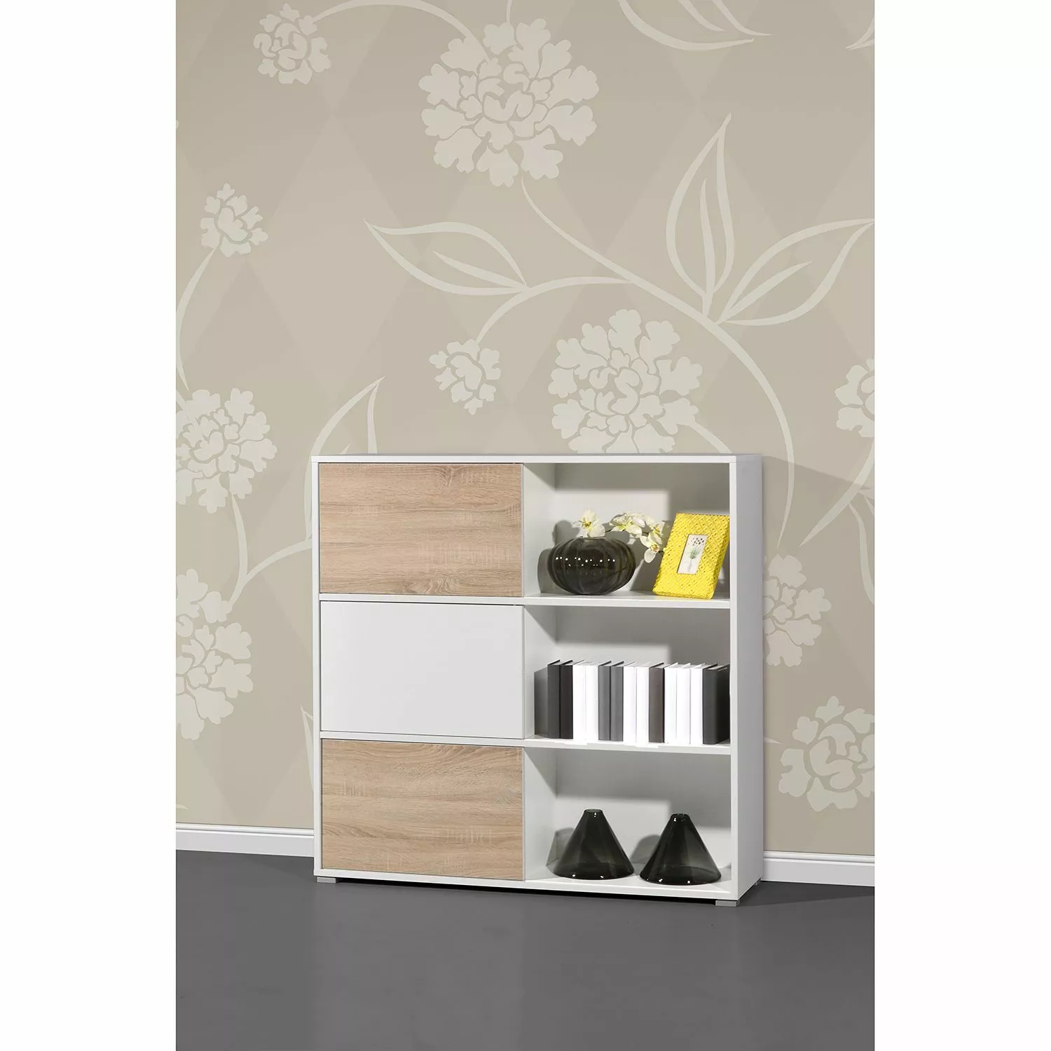 Germania Schiebetürenregal Mingle II - Weiß/Eiche Sonoma Dekor 8 Germania Schiebetürenregal Mingle II - Weiß/Eiche Sonoma Dekor – Bild 6