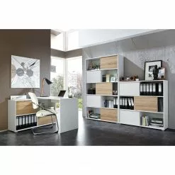 Germania Schiebetürenregal Mingle II - Weiß/Eiche Sonoma Dekor 27 Germania Schiebetürenregal Mingle II - Weiß/Eiche Sonoma Dekor -Buromobel Verkaufe schiebetuerenregal mingle ii weiss eiche sonoma dekor 5035824