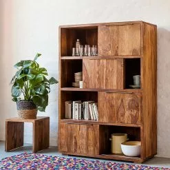 Ars Natura Schiebetürenregal Trangle - Sheesham massiv -Buromobel Verkaufe schiebetuerenregal trangle sheesham massiv 676042