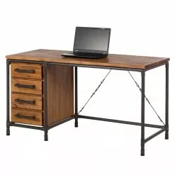 Ars manufacti Schreibtisch Atelier - Akazie teilmassiv / Metall - Akazie / Schwarz