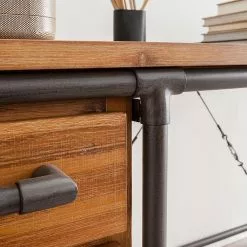 Ars manufacti Schreibtisch Atelier - Akazie teilmassiv / Metall - Akazie / Schwarz -Buromobel Verkaufe schreibtisch atelier akazie teilmassiv metall 3771336