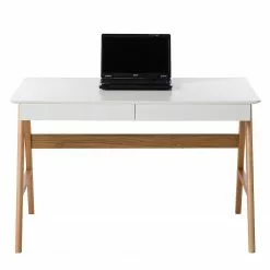 Mørteens Schreibtisch Branno - Eiche teilmassiv - Weiß / Eiche -Buromobel Verkaufe schreibtisch branno eiche teilmassiv weiss eiche 4825472