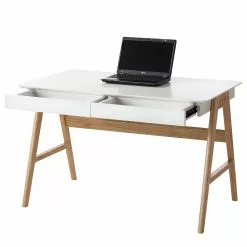 Mørteens Schreibtisch Branno - Eiche teilmassiv - Weiß / Eiche -Buromobel Verkaufe schreibtisch branno eiche teilmassiv weiss eiche 4825480