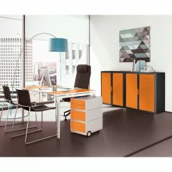 EasyOffice by Paperflow Schreibtisch easyDesk - Weiß / Orange - 140 x 80 cm -Buromobel Verkaufe schreibtisch easydesk weiss orange 140 x 80 cm 1989610
