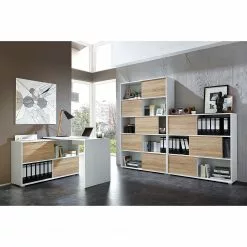 Germania Schreibtisch Mingle - Weiß/Eiche Sonoma Dekor -Buromobel Verkaufe schreibtisch mingle weiss eiche sonoma dekor 5029288