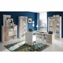 Loftscape Schreibtisch Nestor - Hochglanz Weiß/Eiche San Remo Dekor -Buromobel Verkaufe schreibtisch nestor hochglanz weiss eiche san remo dekor 415288