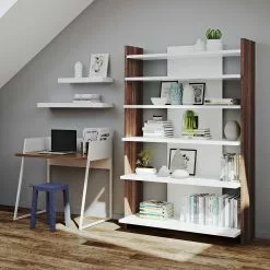 Temahome Schreibtisch Volga - Weiß / Walnuss -Buromobel Verkaufe schreibtisch volga weiss walnuss 5009684