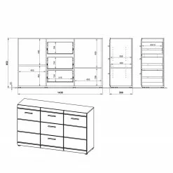 Germania Sideboard Adana - Hochglanz Weiß -Buromobel Verkaufe sideboard adana hochglanz weiss 5162588