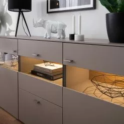 GWINNER Sideboard Anzio - Matt Fango / Balkeneiche - Mit Beleuchtung -Buromobel Verkaufe sideboard anzio mit beleuchtung matt fango balkeneiche 4626252