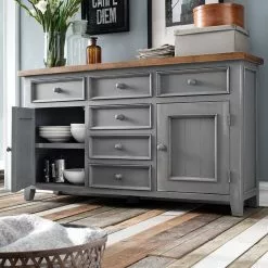 Maison Belfort Sideboard Balignton I - Kiefer massiv - Grau -Buromobel Verkaufe sideboard balignton kiefer massiv grau 3692265