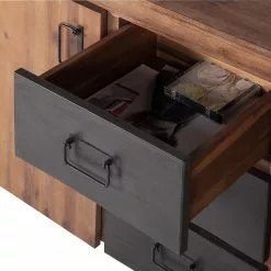 Ars manufacti Sideboard Manchester II - Akazie teilmassiv / Metall - Akazie / Anthrazit -Buromobel Verkaufe sideboard manchester ii akazie massiv metall 4876156