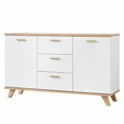 Germania Sideboard Neston I - Matt Weiß / Eiche Sanremo Dekor